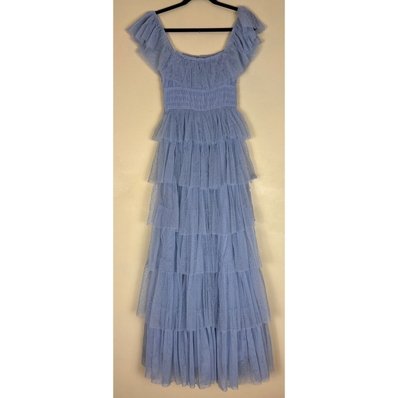 PETAL & PUP Belle Maxi Dress In Blue Women Size Small Tulle Formal Summer Party - Picture 9 of 15